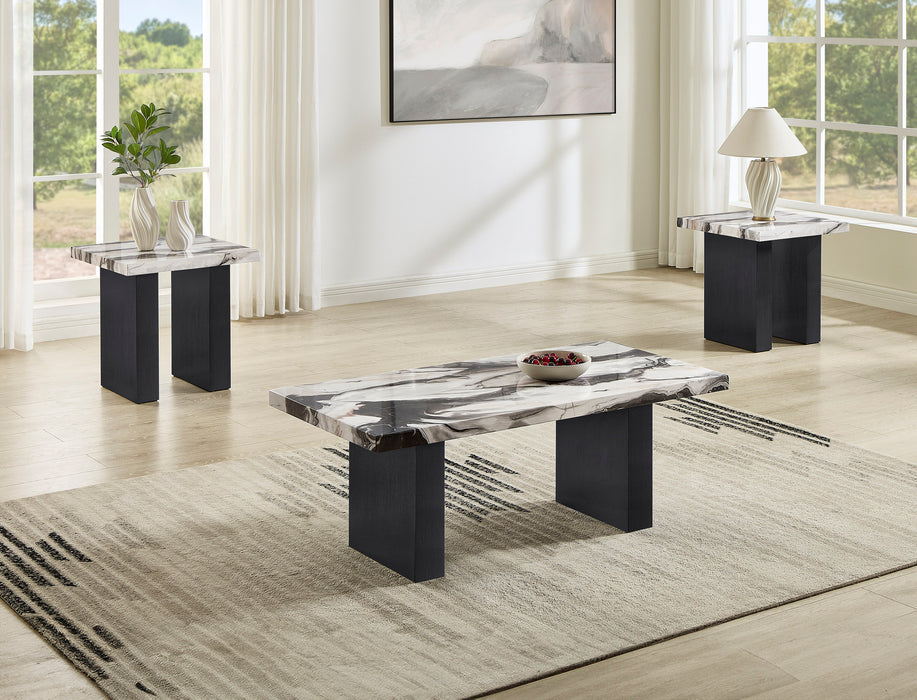 Vega 3Pc Faux Marble Coffee Table Set