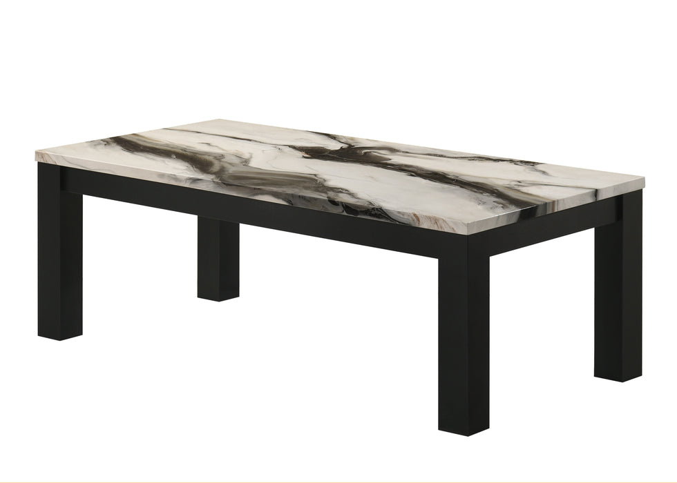 Ivy - 3 Piece Faux Brown Marble Cocktail Set - Marble / Black