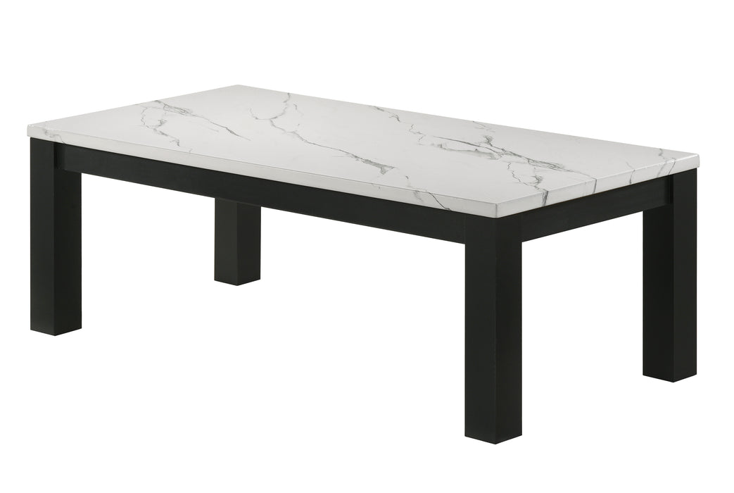 Ivy - 3 Piece Faux Marble White Cocktail Set - White / Black