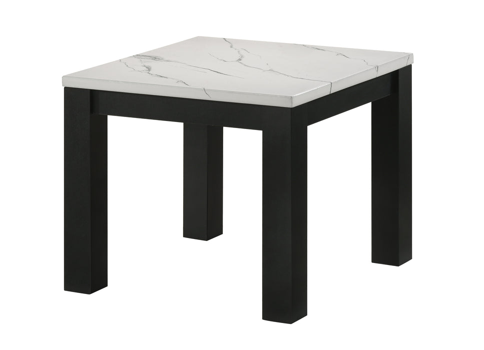 Ivy - 3 Piece Faux Marble White Cocktail Set - White / Black