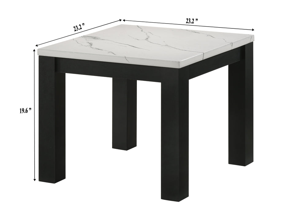 Ivy - 3 Piece Faux Marble White Cocktail Set - White / Black