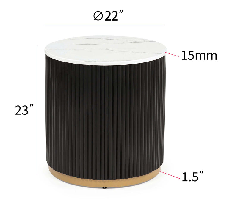 Kara - End Table - Black / White
