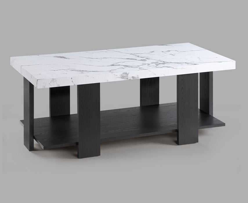 Boris - 3 Piece Faux Marble Cocktail Set - Black / White