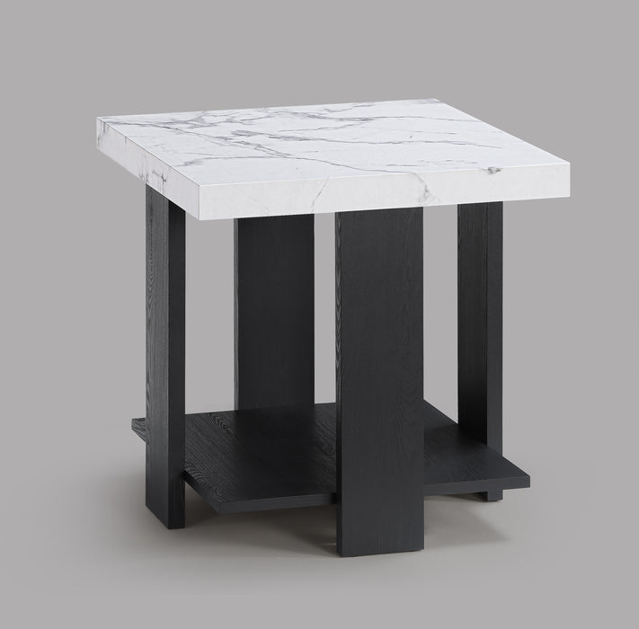 Boris - 3 Piece Faux Marble Cocktail Set - Black / White