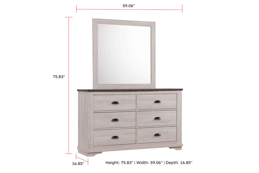 Coralee - Dresser & Mirror - Chalk / Gray
