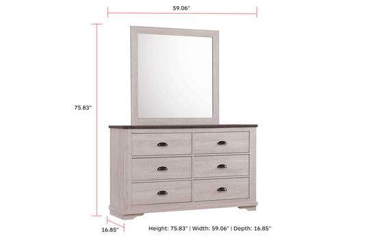 Coralee - Dresser & Mirror - Chalk / Gray