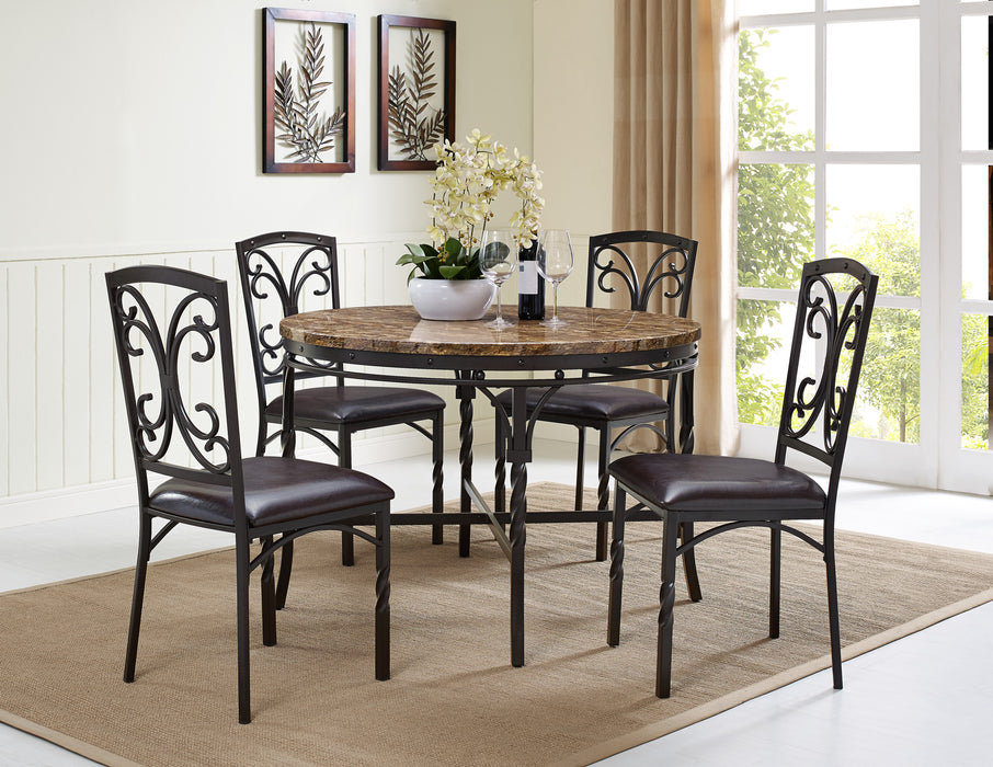 Tuscan Faux Marble Top 5 Pc Dining Sets