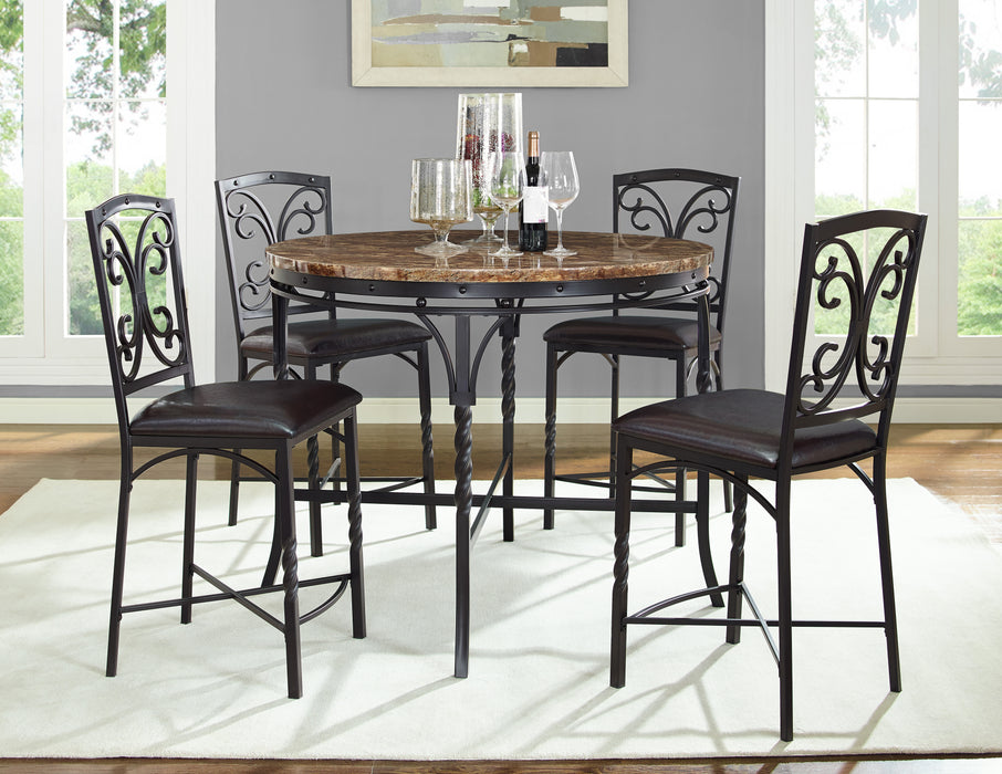 Tuscan Faux Marble Top 5 Pc Dining Sets