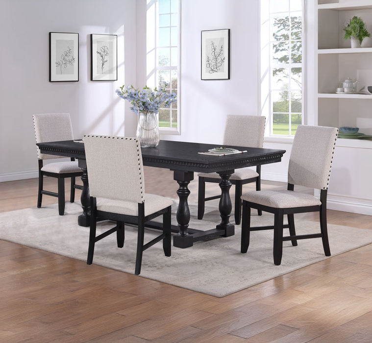 Regent - 5 Piece Dining Room Set - Charcoal Black