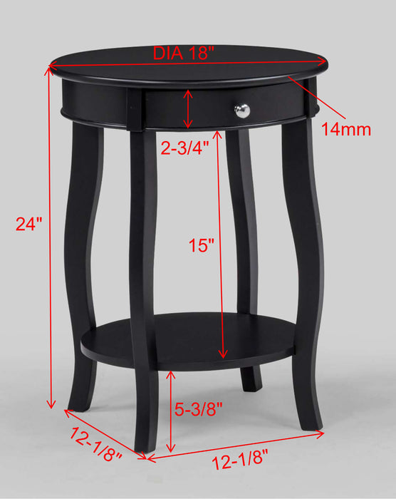 Jacie White or Black Chairside Table with Shelf