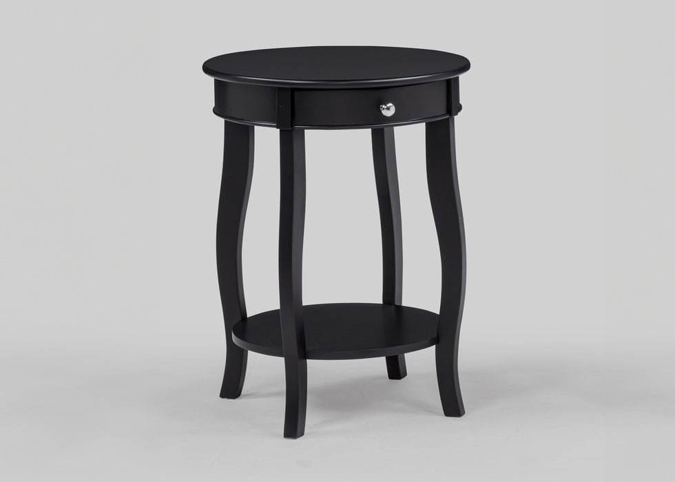 Jacie White or Black Chairside Table with Shelf