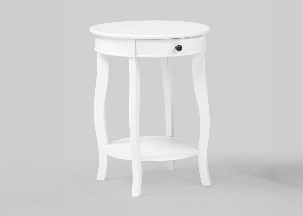 Jacie White or Black Chairside Table with Shelf