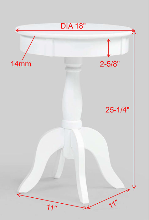Romy White or Black Chairside Pedestal Table