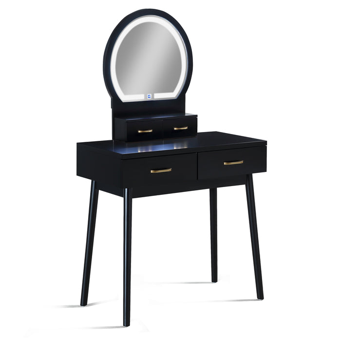 Cecilia - Vanity Table & Stool - Black