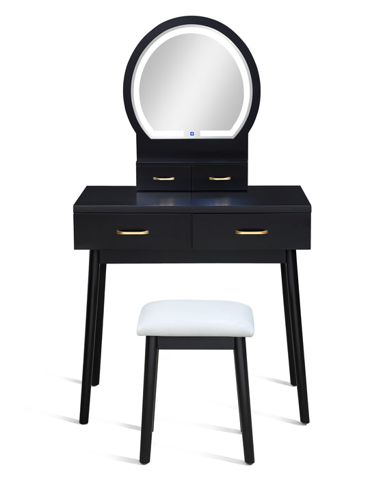 Cecilia - Vanity Table & Stool - Black