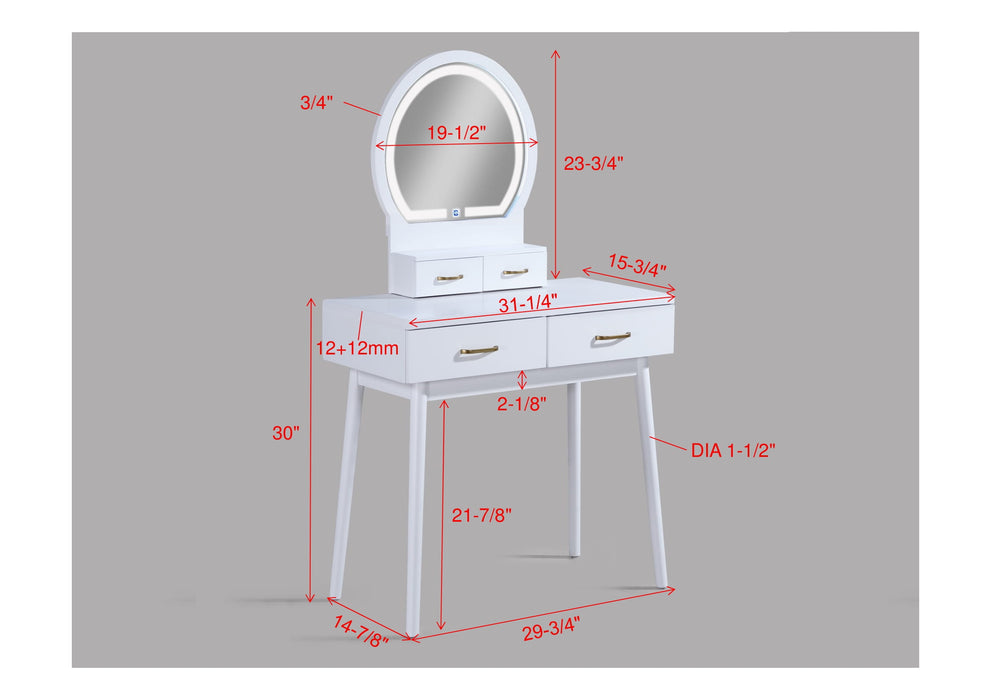Cecilia - Vanity Table & Stool - White