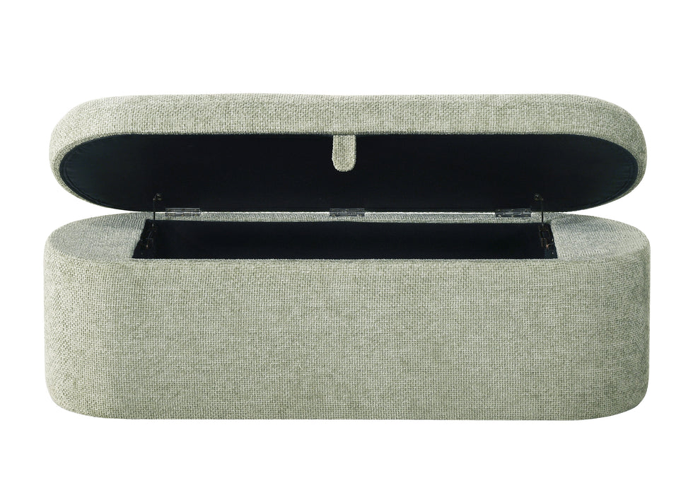 Philipa - Storage Bench - Light Green Tweed