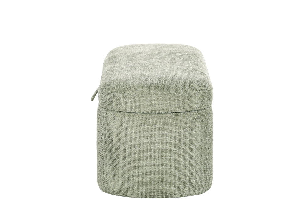Philipa - Storage Bench - Light Green Tweed