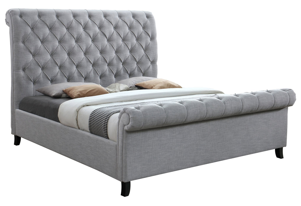 Kate - King Platform Bed - Light Gray Tweed