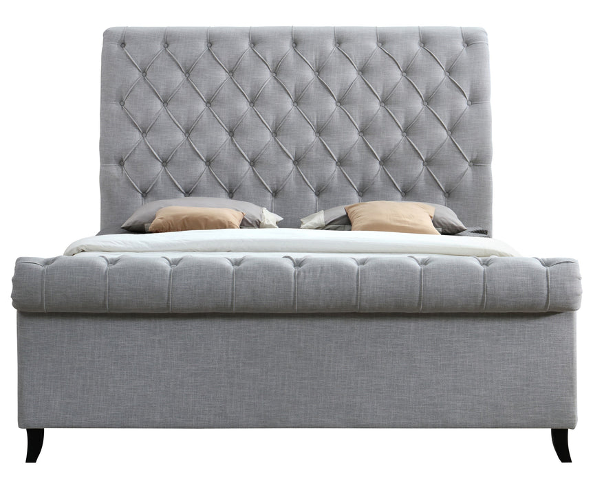 Kate - King Platform Bed - Light Gray Tweed