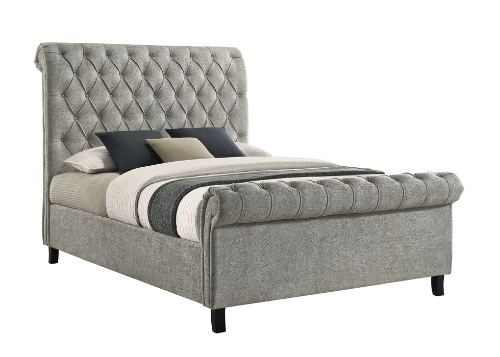 Kate - Queen Platform Bed - Light Gray Tweed