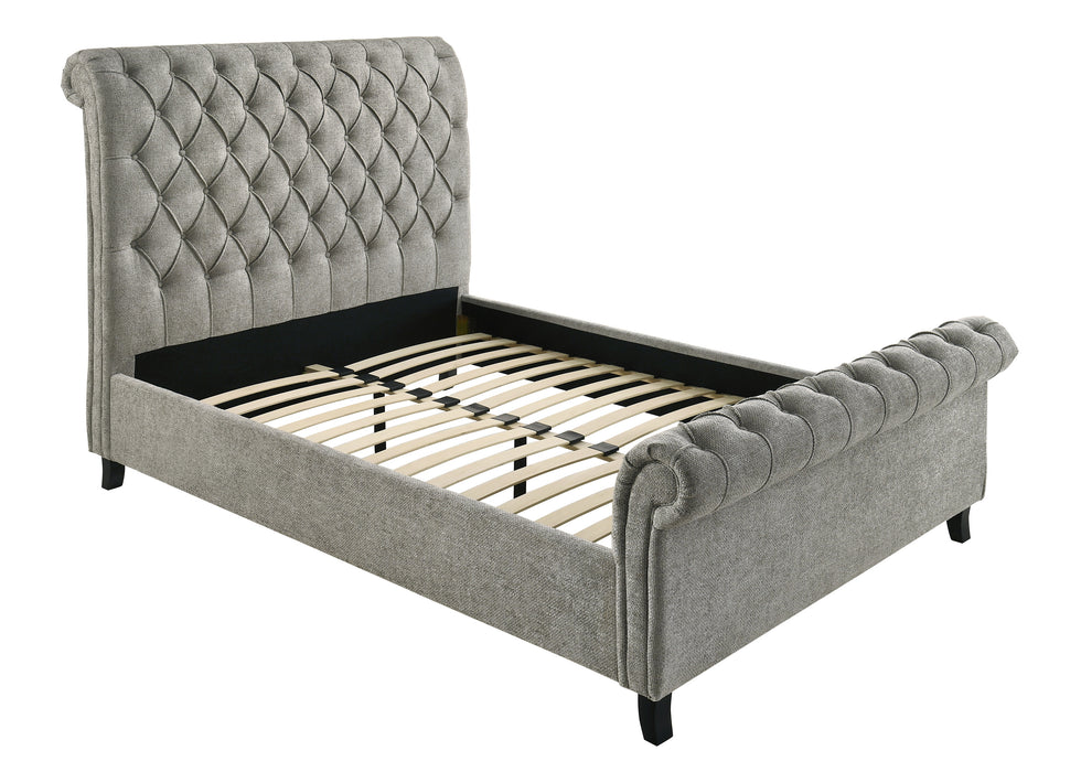 Kate - Queen Platform Bed - Light Gray Tweed