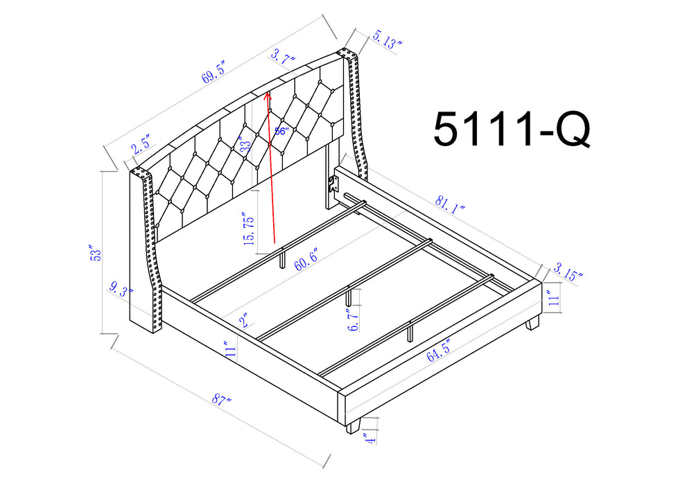 Eva - Queen Bed - Black