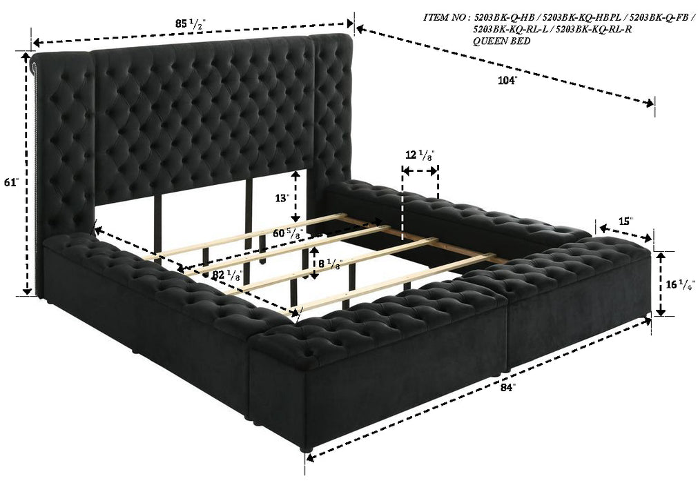 Liliana - Queen Bed With Storage - Black