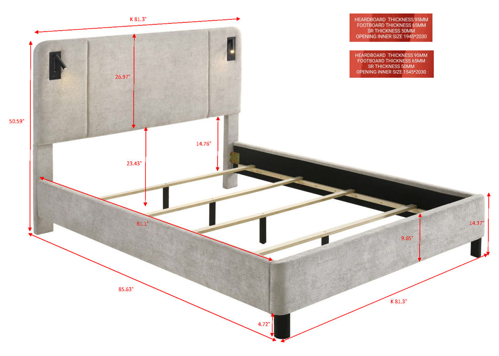 Freya Upholstered Bed with Reading Lights