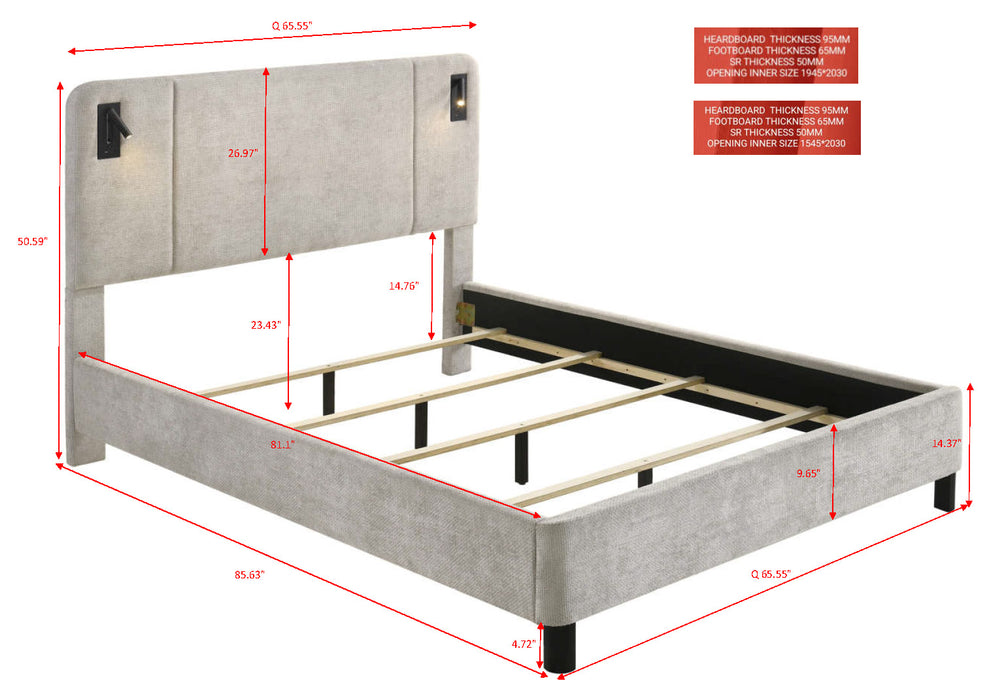 Freya Upholstered Bed with Reading Lights