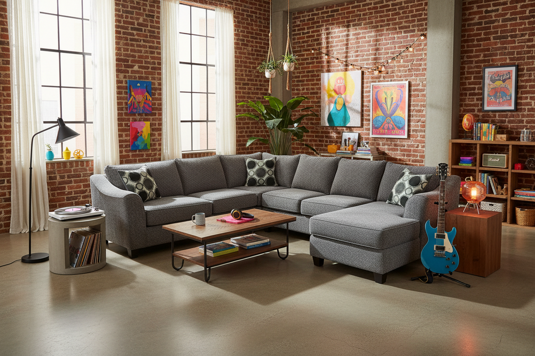 5380 3pc Wraparound Sectional with Chaise by L&A Customs - 50 Colors Available