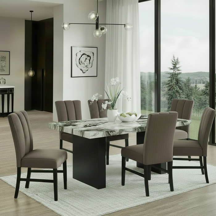 Vega Dining Room Set - White / Gray Brown