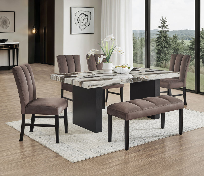 Vega - 6 Piece Dining Room Set - White / Gray