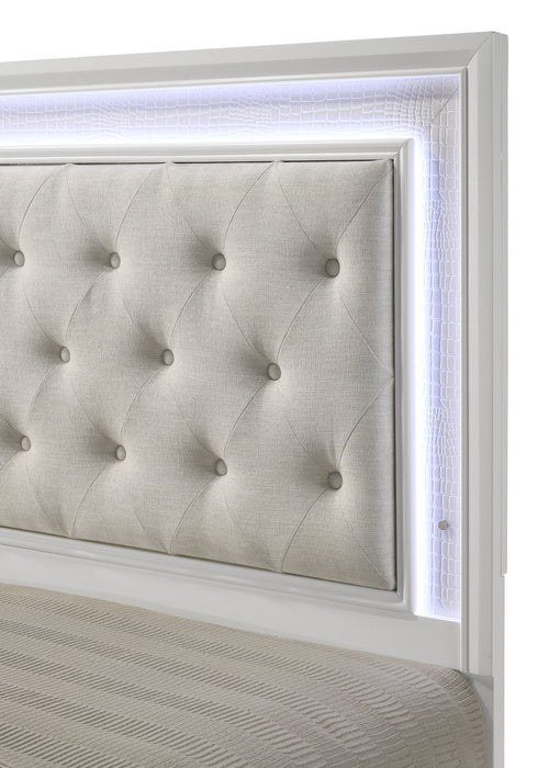 Lyssa - Twin Bed With LED - Oat / Frost