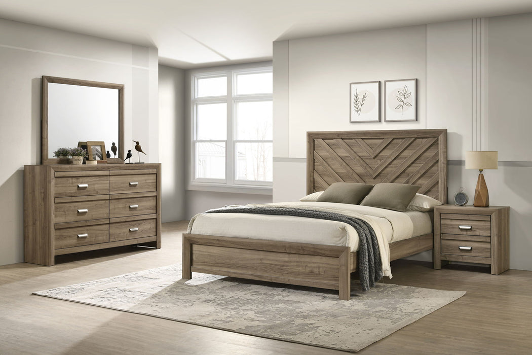 Valor - Full 4 Piece Bedroom Set - Light Brown