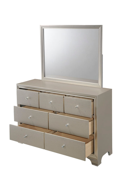 champagne dresser with mirror La Rachelle Medium Champagne Dresser with Mirror