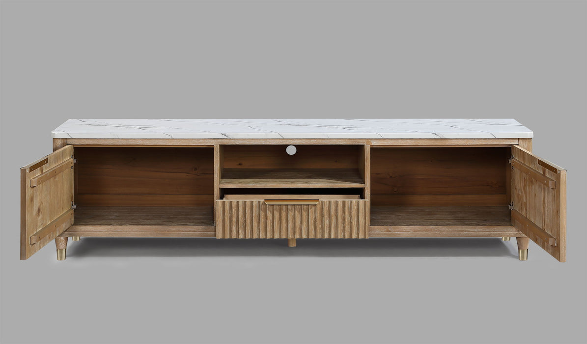 Kara - TV Stand - Cerused Natural
