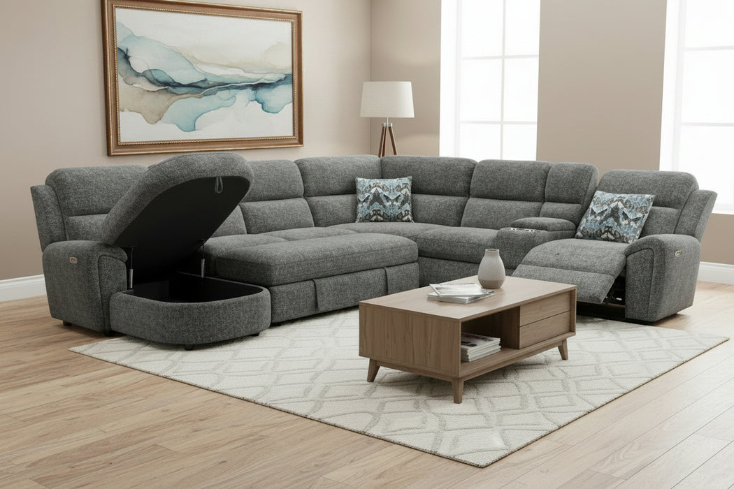 Power Reclining Storage Sectional w/ Pop-up Bed 6034