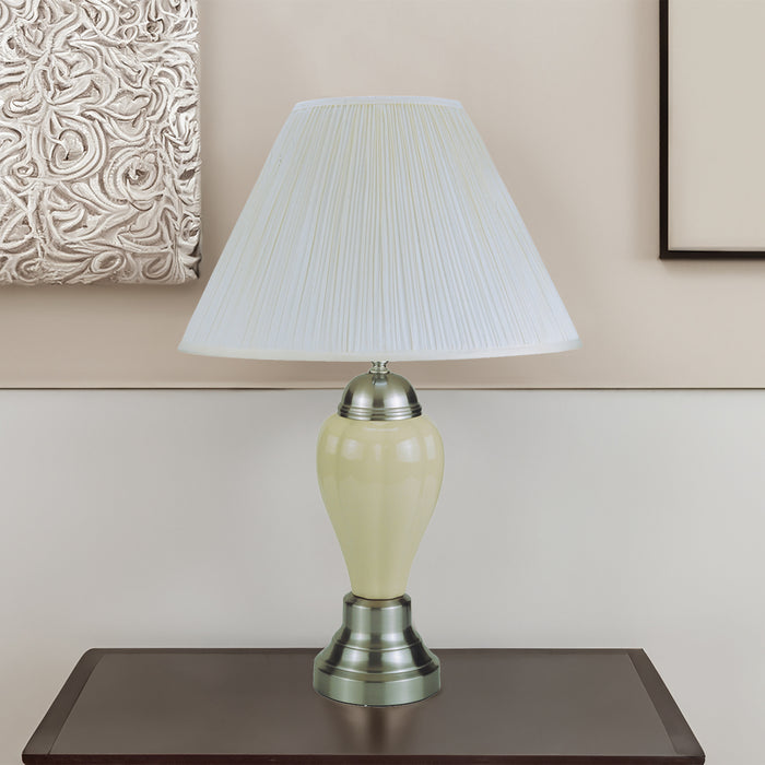 Satin Nickel - Porcelain Table Lamp - Ivory