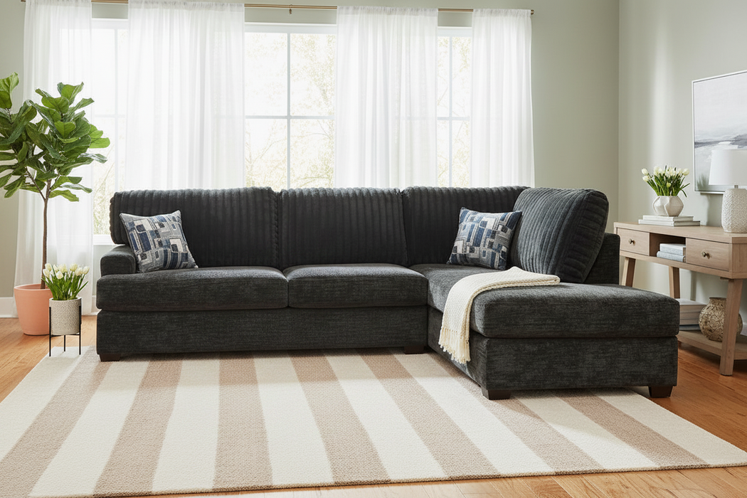 6129 Sectional in Galactic Parchment or Charcoal