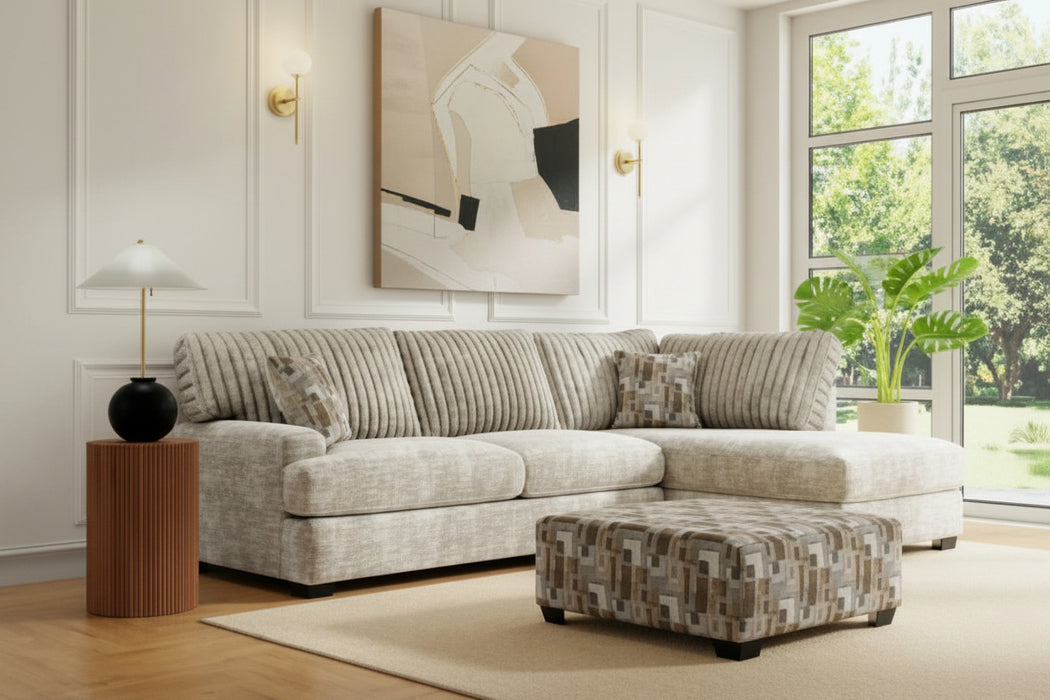 6129 Sectional in Galactic Parchment or Charcoal