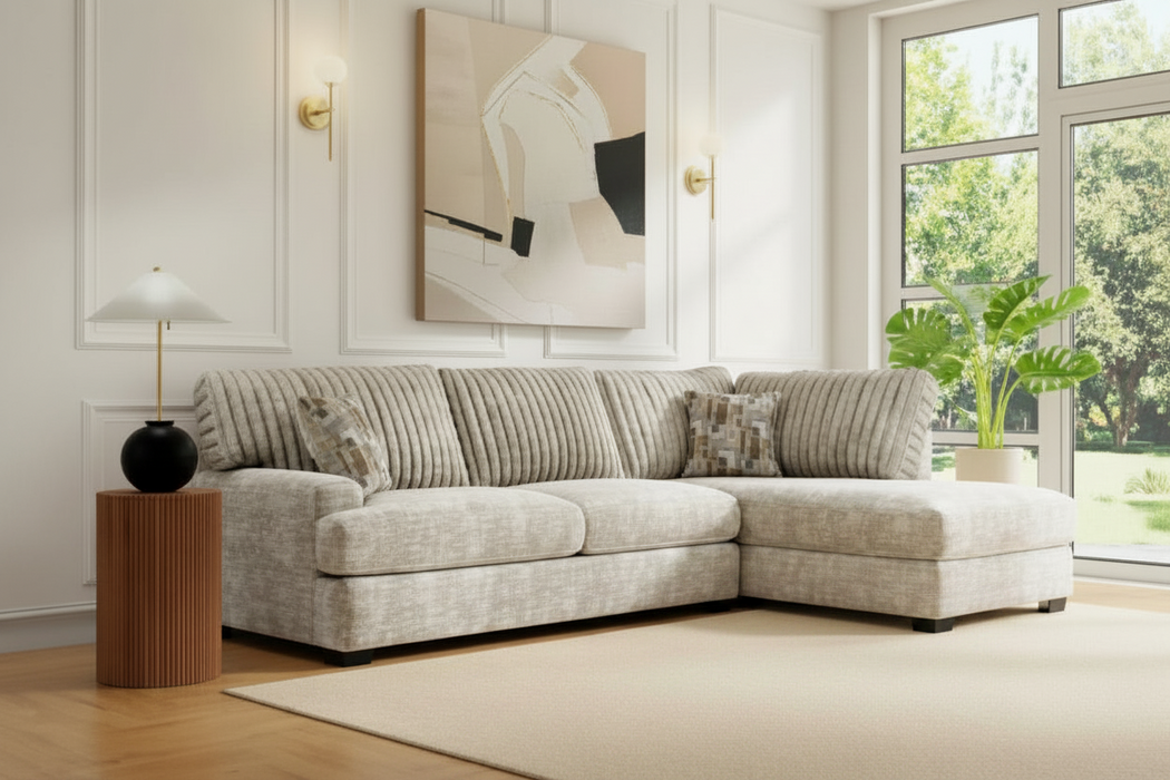 6129 Sectional in Galactic Parchment or Charcoal