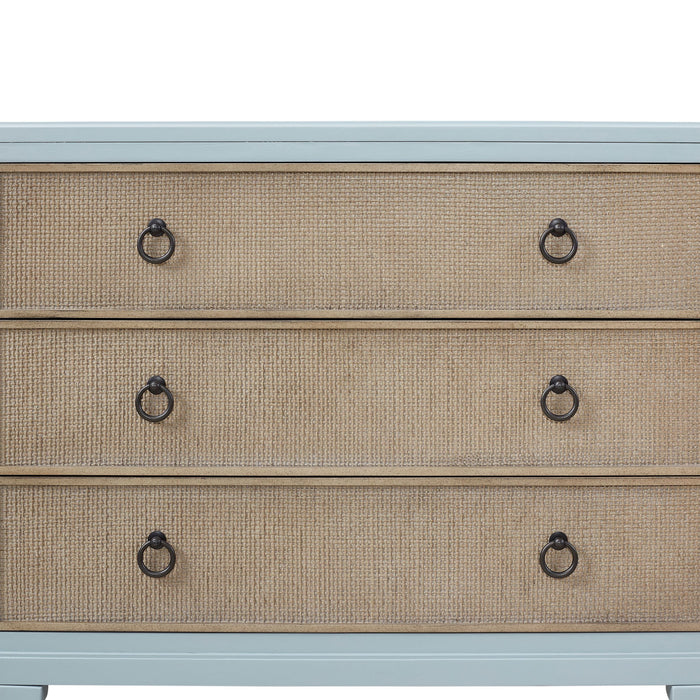 3 Drawers Hall Chest With Cane Fronts - Light Blue