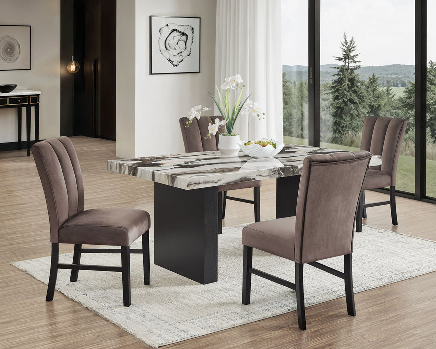 Vega - 5 Piece Dining Room Set - White / Gray