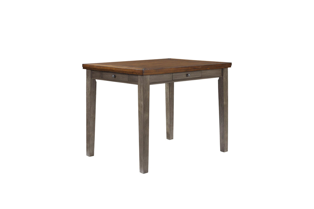 Will Dining - Counter Dining Table With 4 Drawers - Gray / Brown