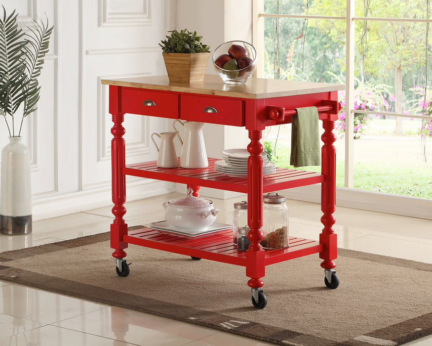 Payson Kitchen Cart in Red or Taupe