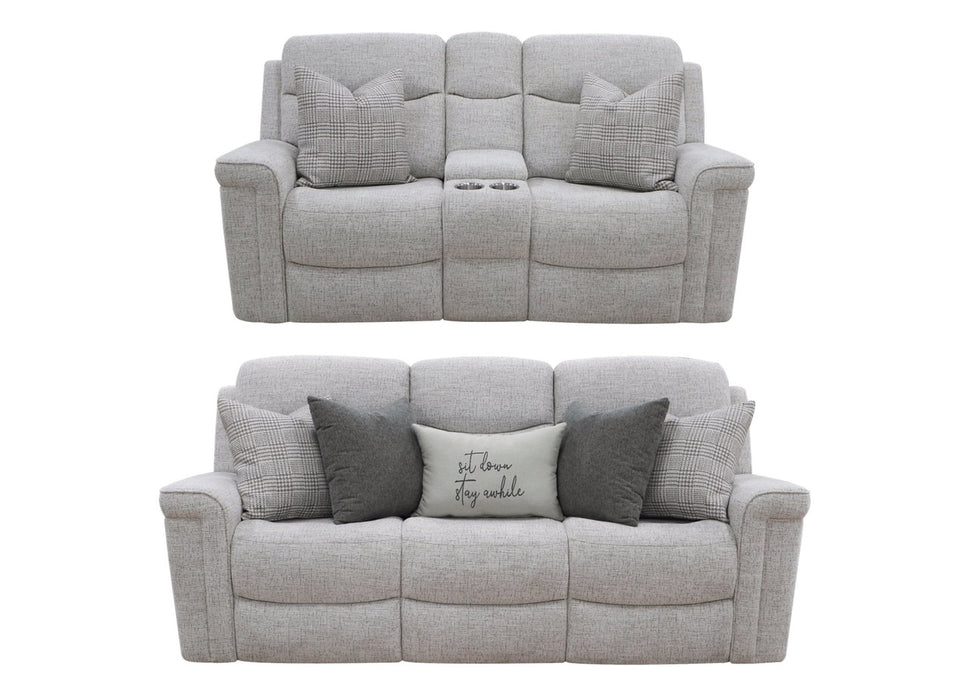 Fluff Daddy Alabaster Reclining Sofa and Console Loveseat Set