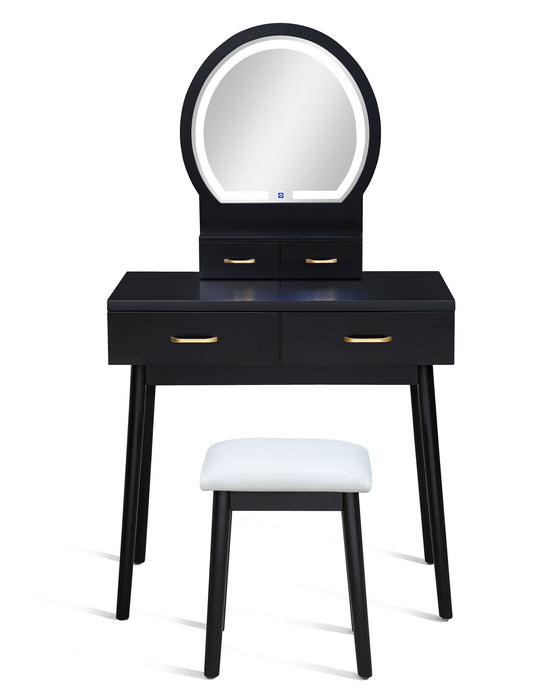 Cecilia - Vanity Table & Stool - Black