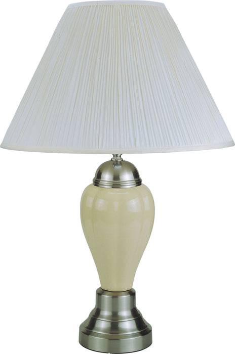 Satin Nickel - Porcelain Table Lamp - Ivory