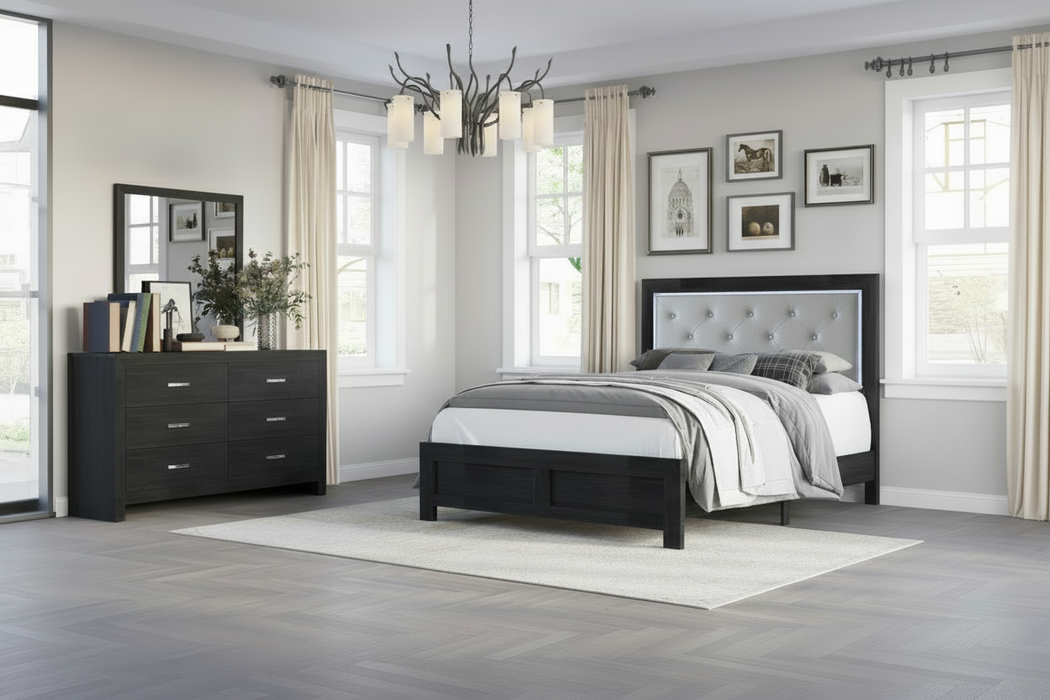 Jaylen 5 Piece Bedroom Suites in Natural or Black